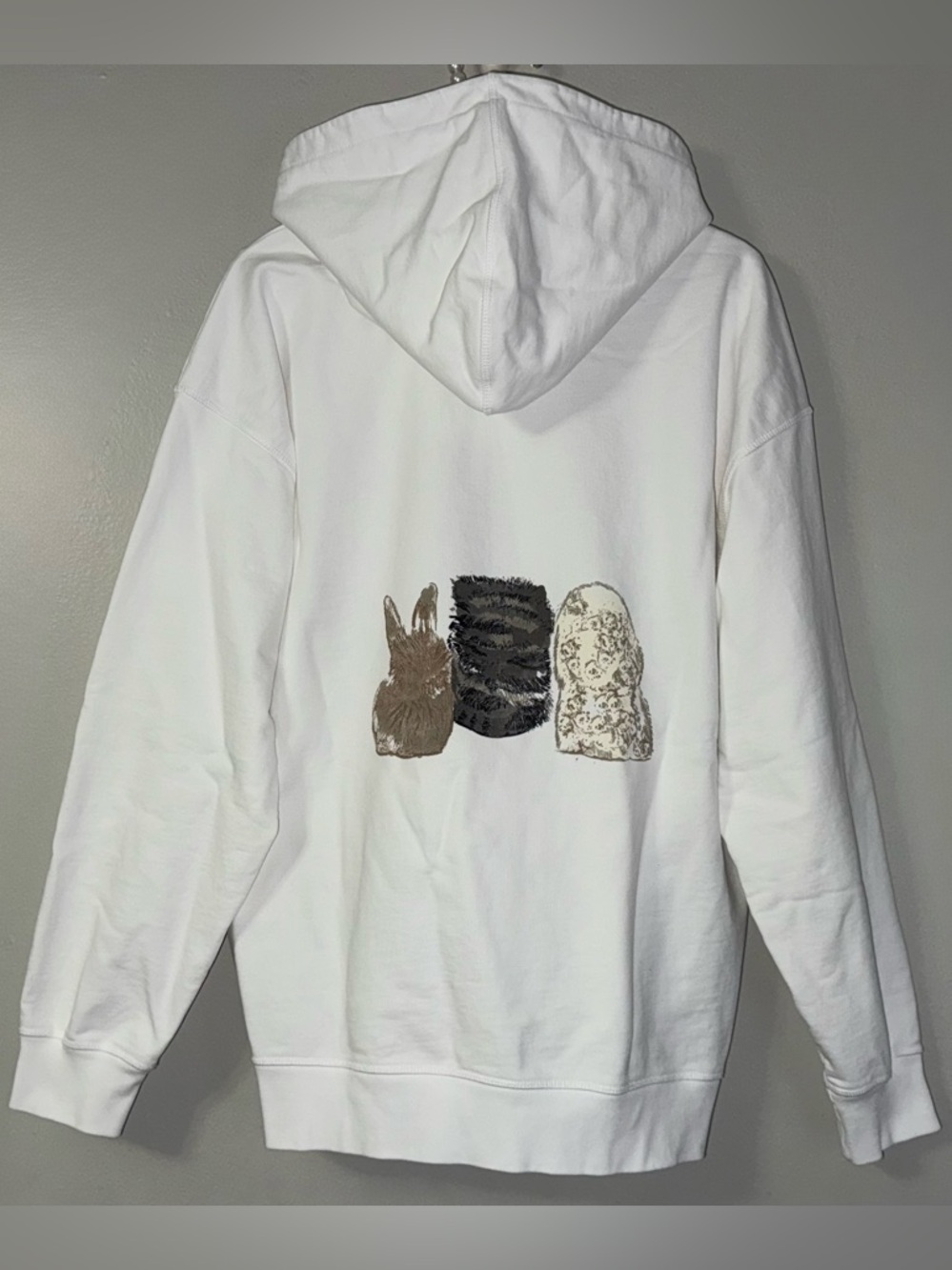 GANNI WHITE ANIMAL PRINT HOODIE IN BRIGHT WHITE - Picture 4 of 11